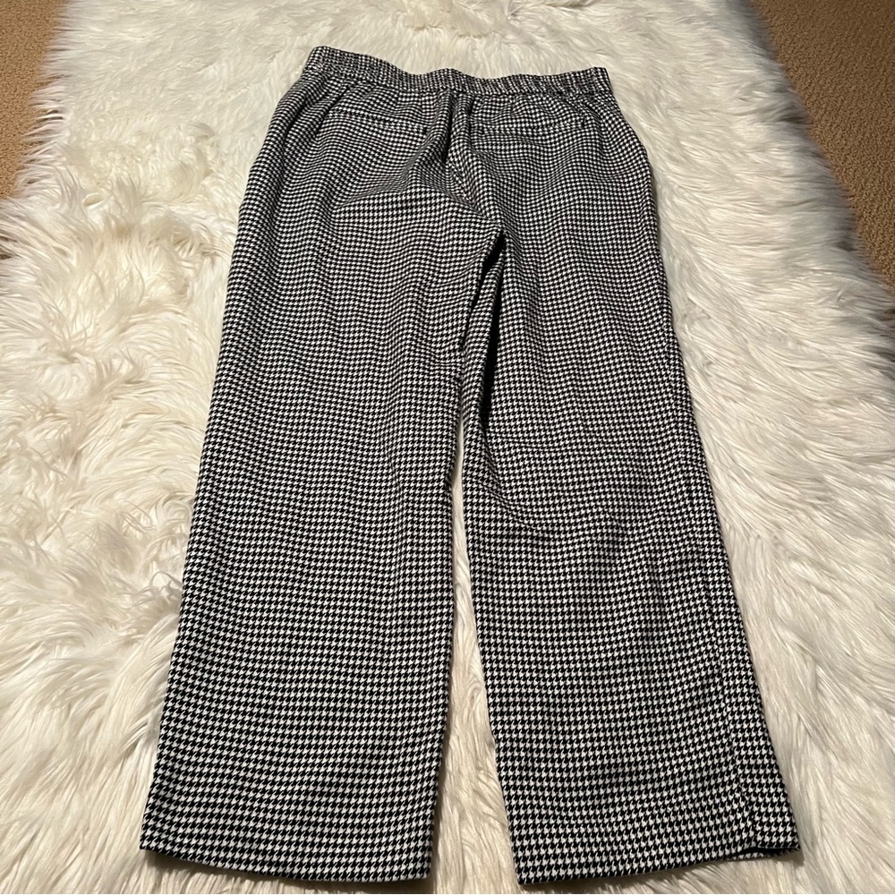 Zara Basic Cropped Houndstooth Trousers White Bla… - image 9